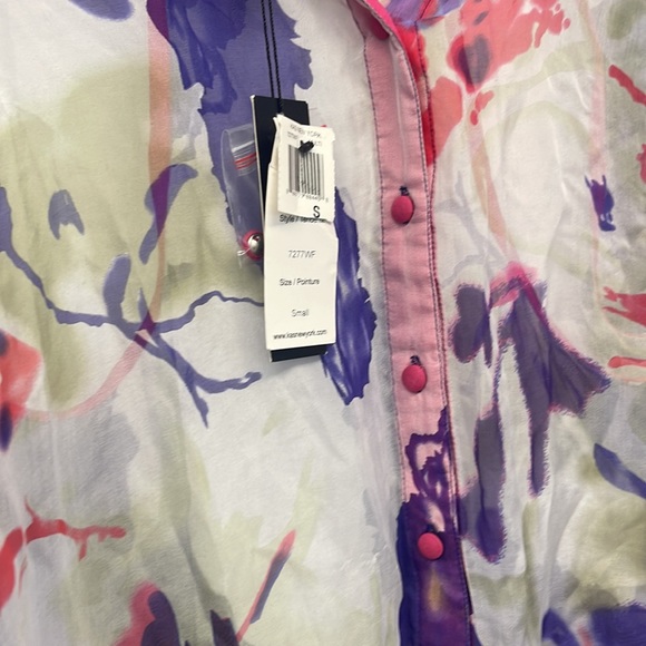 Kas New York Floral Button down blouse New sheer purple pink - Picture 8 of 8